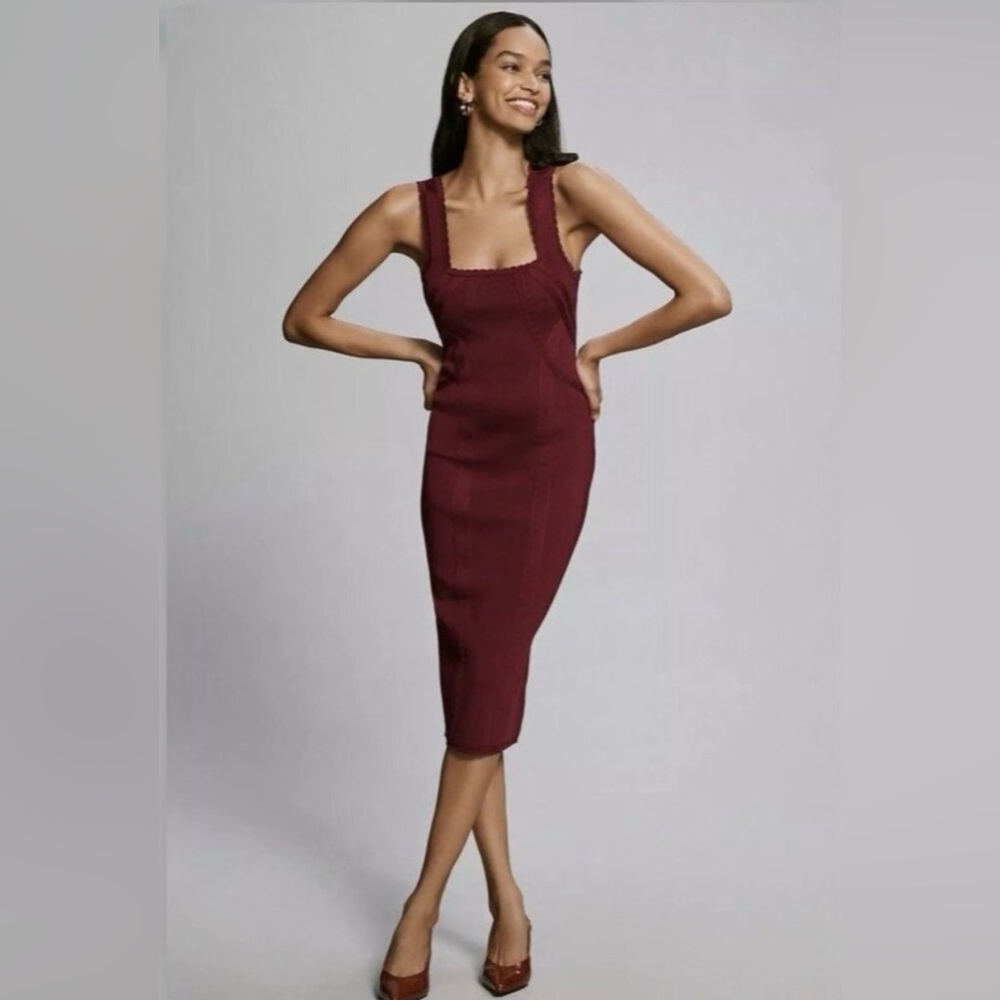 Anthropologie Slim Square-Neck Sweater Dress Size XL NWT